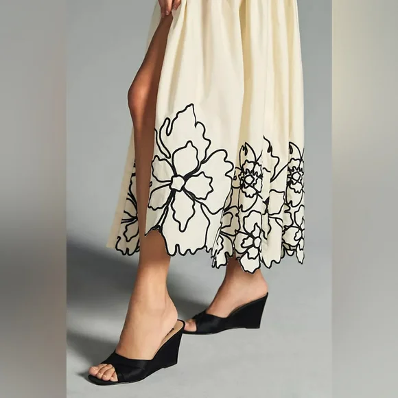 NWT Anthropologie Forever That Girl Tiered Deep V Cream Embroidered Dress Sz XS - Picture 3 of 13